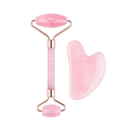 Natural Rose Quartz Gemstone Face Massage Roller