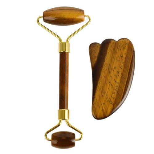 Natural Tiger Eye Gemstone Face Massage Roller