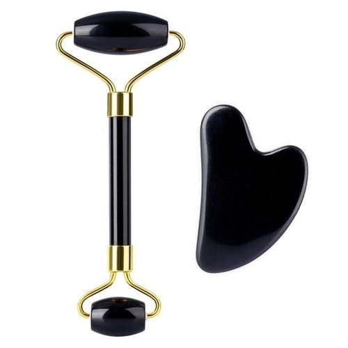 Natural Black Obsidian Gemstone Face Massage Roller