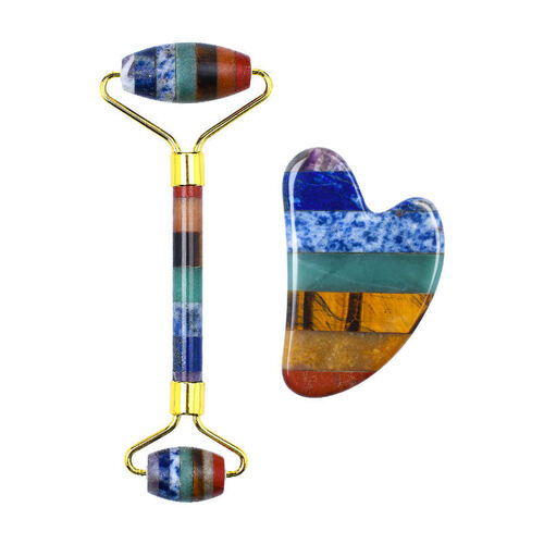 Natural Seven Chakra Gemstone Face Massage Roller