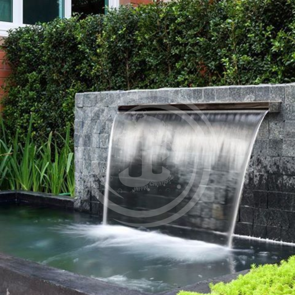 Spillway Garden Fountain - Natural Stone & Boulder Design, 5 Feet Height, RGB LED Wall Wash Lighting, 2HP Kirloskar Pump Included with Controller