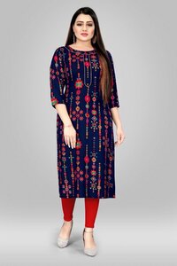 Women Plan Foil Print Designer Kurtis...