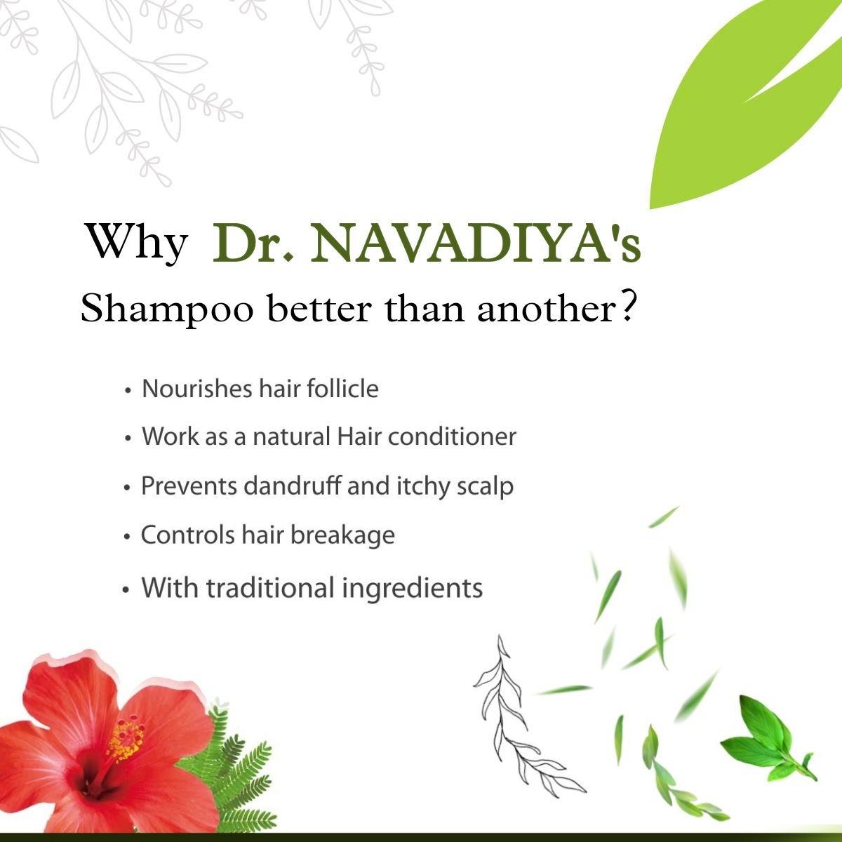Dr. NAVADIYA's Apple Cider Vinegar Hair Shampoo For Anti Dandruf Shiny Hair (300 ml)