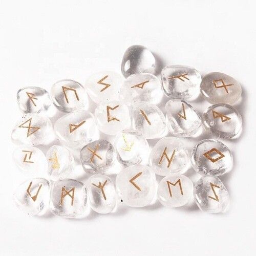 Natural Clear Quartz Gemstone Rune Set