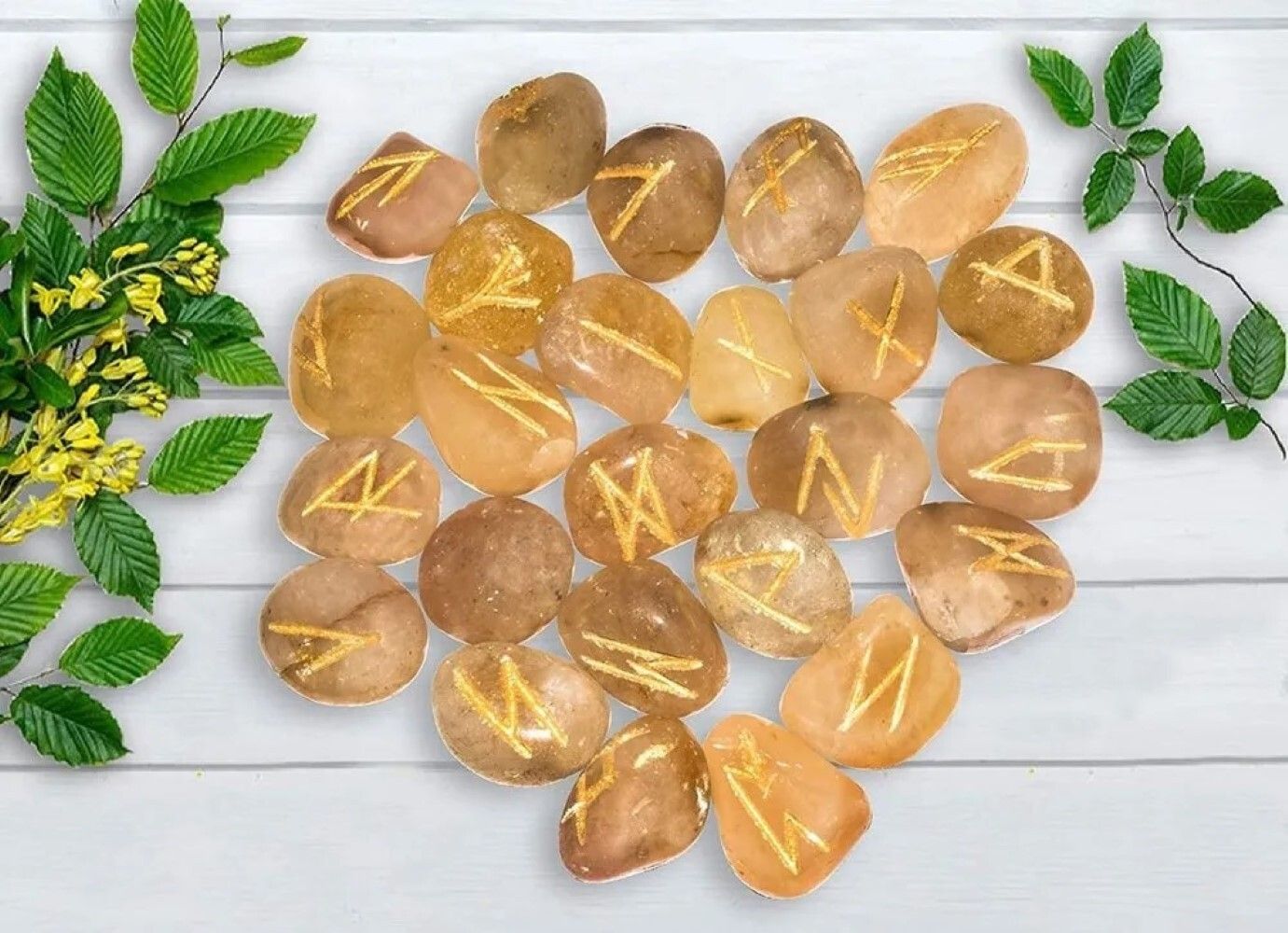 Natural Yellow Aventurine Stone Rune Set