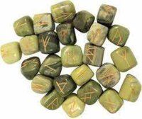 Natural Green Serpentine Stone Rune Set