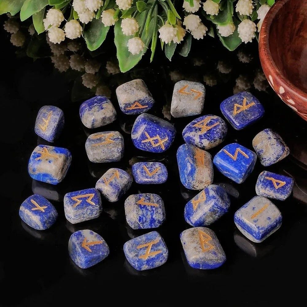 Natural Lapis Lazuli Gemstone Rune Set