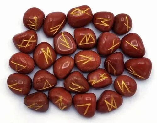 Natural Red Jasper Gemstone Rune Set
