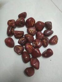 Natural Red Jasper Gemstone Rune Set