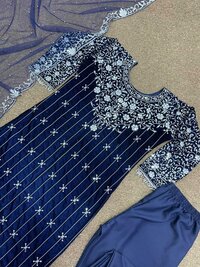 Women Sequnce Embroidery Velvet Lace Salwar Suit...