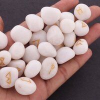 Natural White Agate Gemstone Rune Set