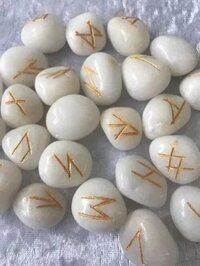 Natural White Agate Gemstone Rune Set