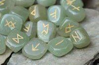 Natural Green Aventurine Gemstone Rune Set