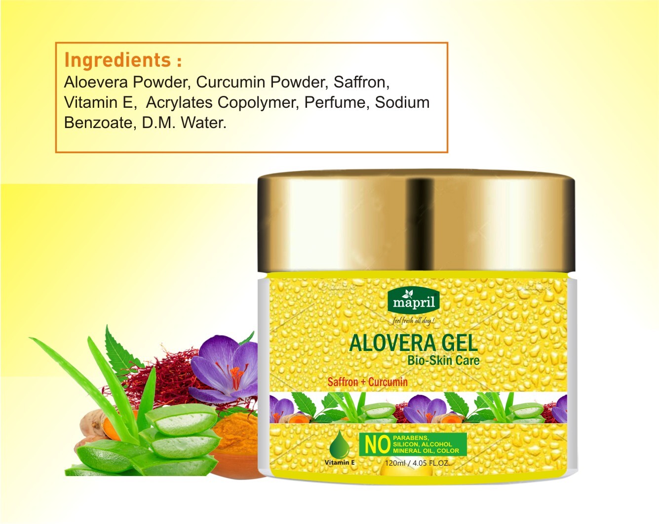 Curcumin And Saffron Aloevera Gel