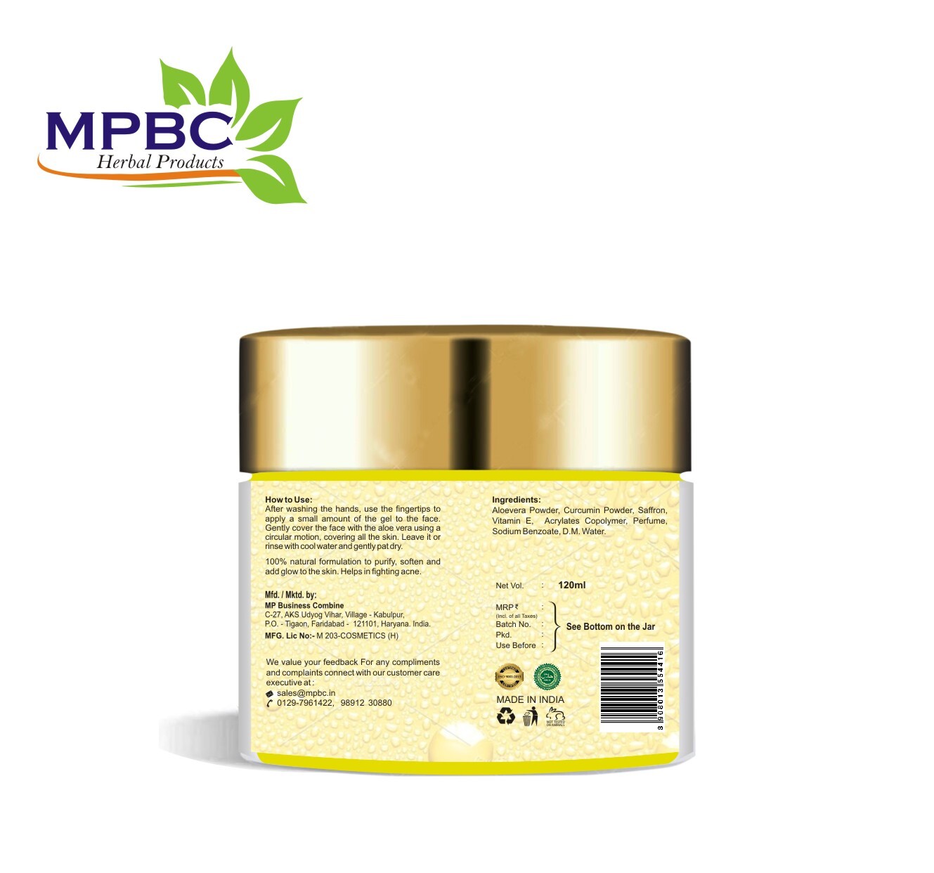 Curcumin And Saffron Aloevera Gel