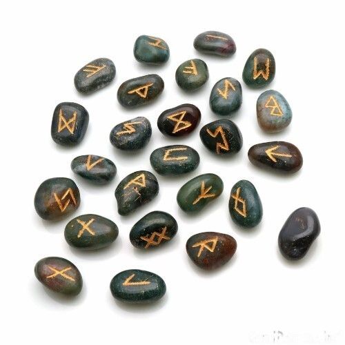 Natural Blood Stone Gemstone Rune Set