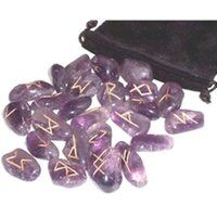 Natural Amethyst Stone Gemstone Rune Set