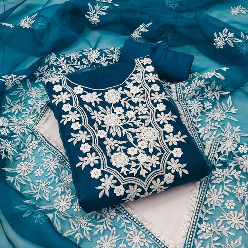 Aaditi Blue Organza Dress Material