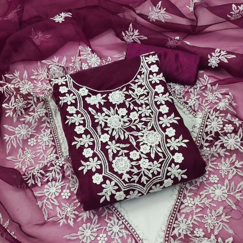 Aaditi Purple Organza Dress Material