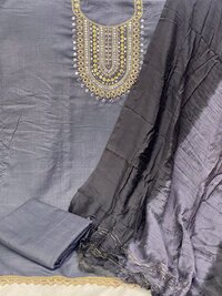 Suhani Grey Slub Cotton Dress Material