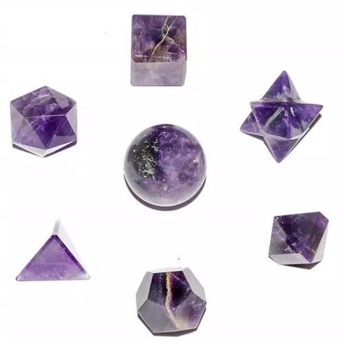 Amethyst Gemstone Platonic Solids Geometry Set