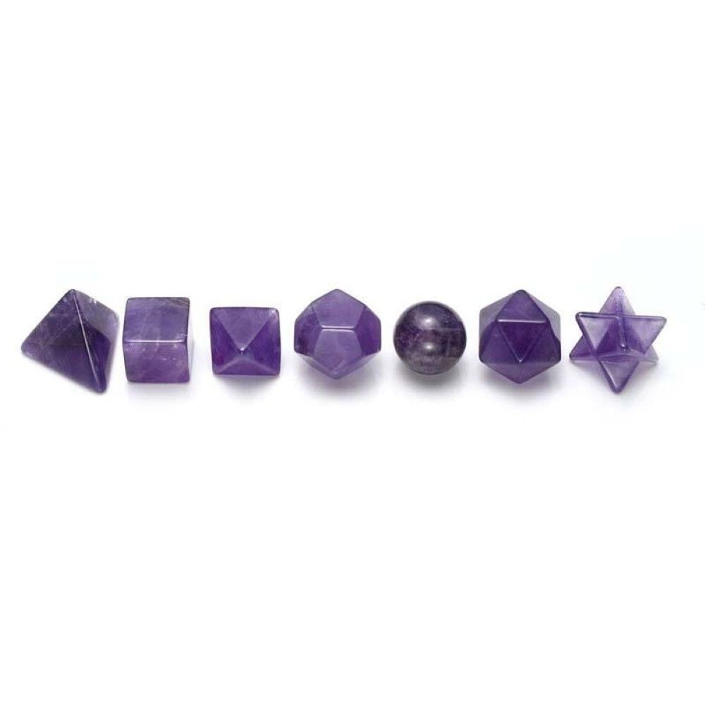 Amethyst Gemstone Platonic Solids Geometry Set