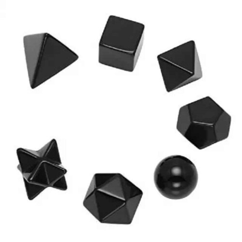 Black Agate Gemstone Platonic Solids Geometry Set