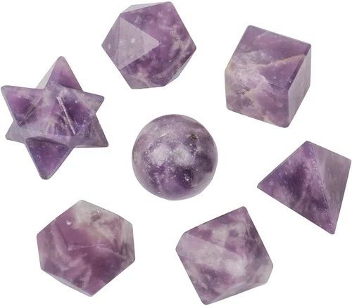 Lepidolite Stone Gemstone Platonic Solids Geometry Set