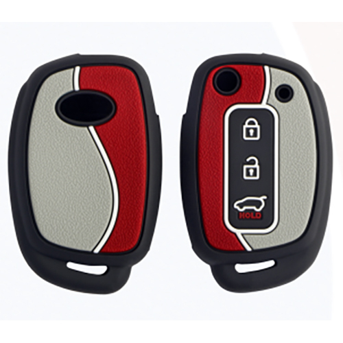 KC-D05 Red and Grey Hyundai Flip Key 3b Cover - High-Quality Material Compact Size Red and Grey Color | Stylish Indian Regional Style Design