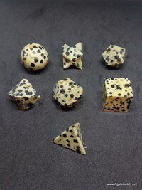 Natural Dalmatian Jasper Gemstone Platonic Solids Geometry Set