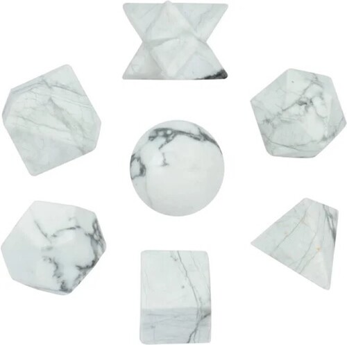 Natural Howlite Gemstone Platonic Solids Geometry Set