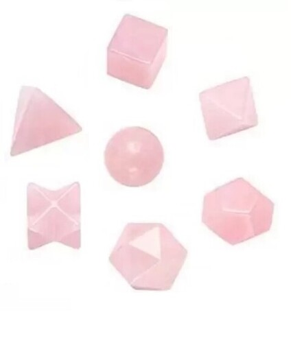 Natural Rose Quartz Gemstone Platonic Solids Geometry Set