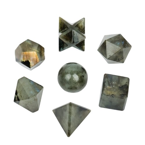 Natural Lebradorite Gemstone Platonic Solids Geometry Set