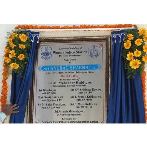 Inauguration Boards - Steel With Polished Silver Plating, Rectangular Shape In Black and Blue Colors | Industrial Application, Indian Theme