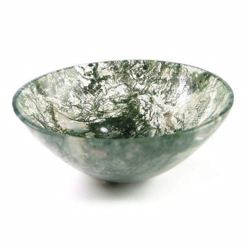 Natural Moss Agate Stone Gemstone Crystal Bowl Grade: A+