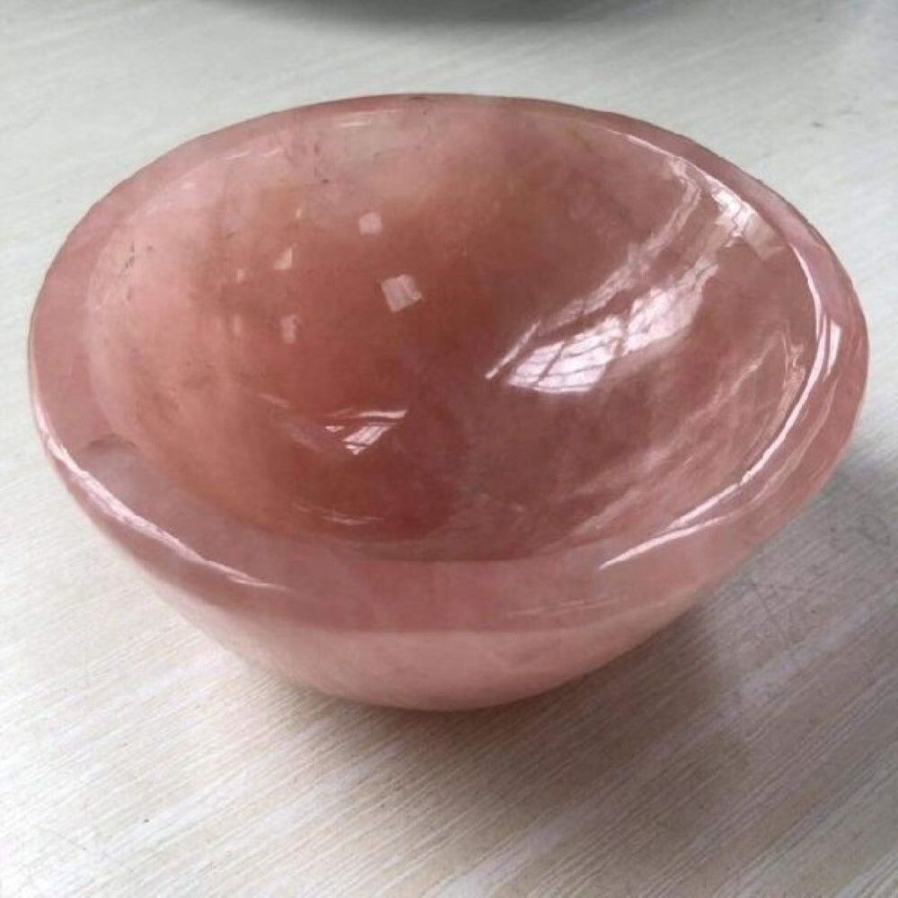 Natural Rose Quartz Stone Gemstone Crystal Bowl