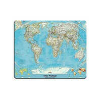 Blue World Map Print Mouse Pad