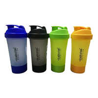 Gym Shaker Bottle - Plastic, Round, Blue/black/yellow/green | Screw Cap, Narrow Flip Top Lid, High Performance, Durable For Mixes