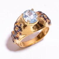 Wedding Special Gold Plated Rings 925 Sterling Silver Natural Amethyst Gemstone Jewelry