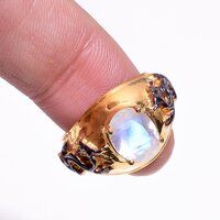 Wedding Special Gold Plated Rings 925 Sterling Silver Natural Amethyst Gemstone Jewelry