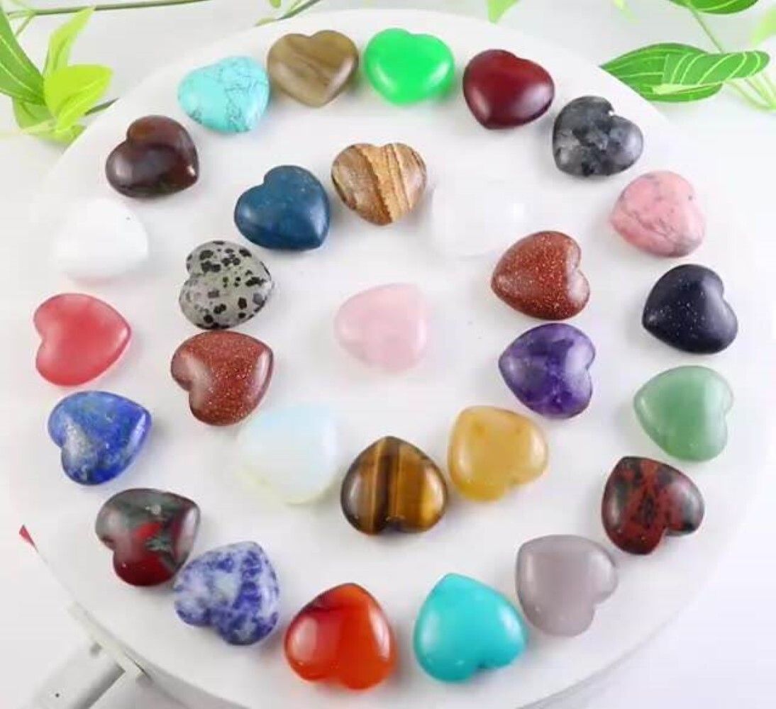 Mix Gemstone Crystal Puffy Heart