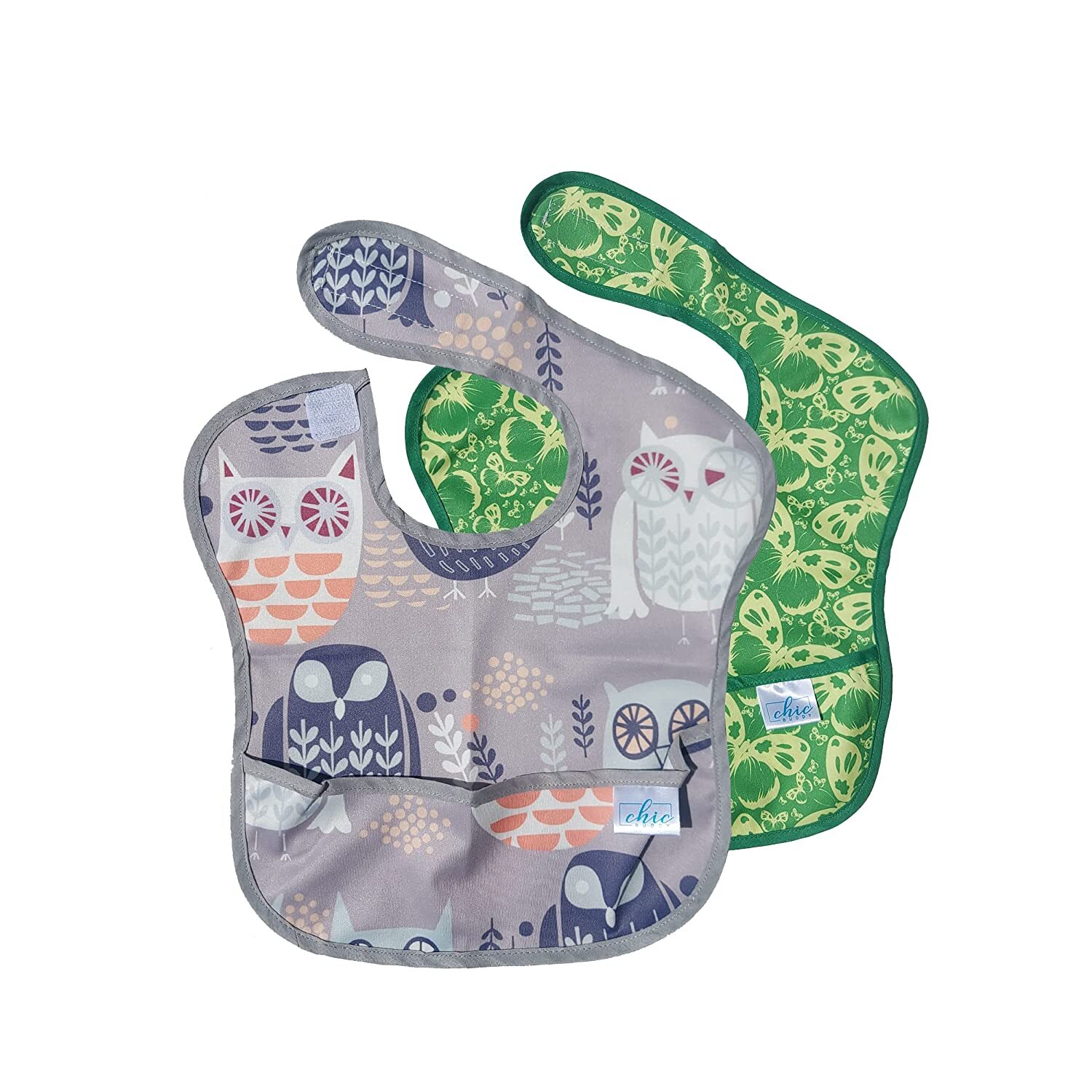 Chic Buddy Baby Bib Waterproof  Washable Fabric Fits Babies and Toddlers 6-24 Months