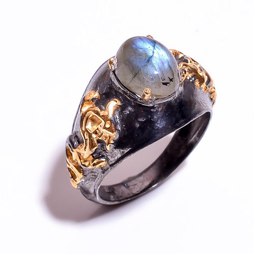 Wholesale Labradorite Gold Plated And Rhodium Plated Rings Solid 925 Sterling Silver handmade Jewelry