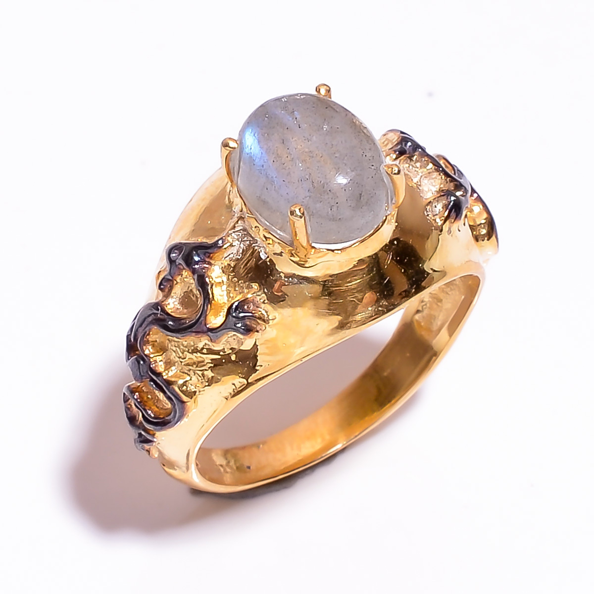 Wholesale Labradorite Gold Plated And Rhodium Plated Rings Solid 925 Sterling Silver handmade Jewelry