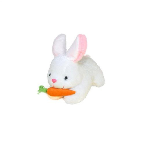 Soft Rabbit - Soft Cotton Fibre, 24 cm Size, Elegant White Rabbit Eating Carrots | Ideal Decorative Accessory for Homes and Restaurants