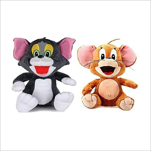 Soft Tom And Jerry - Moti Nlx Fabric,  Washable & Durable | Grey & White Colors, Stuffed with Cottan for Kids' Fun & Play