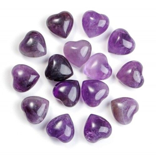 Natural Amethyst Gemstone Crystal Puffy Heart