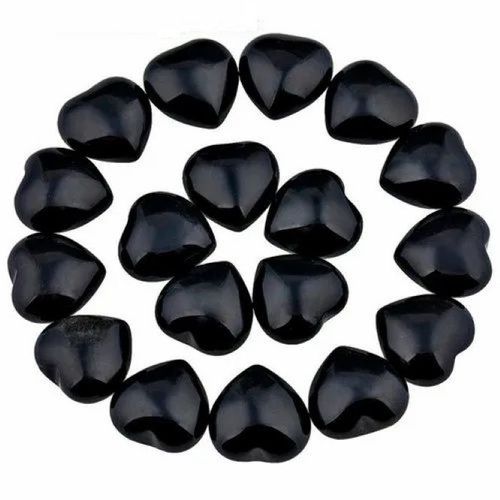 Natural Black Obsidian Gemstone Crystal Puffy Heart