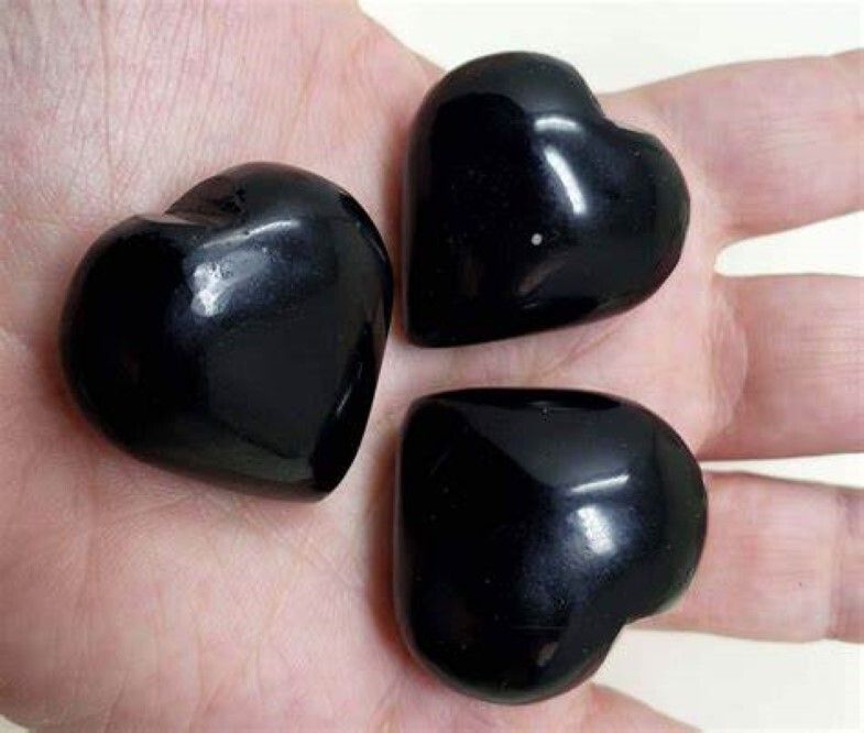 Natural Black Obsidian Gemstone Crystal Puffy Heart