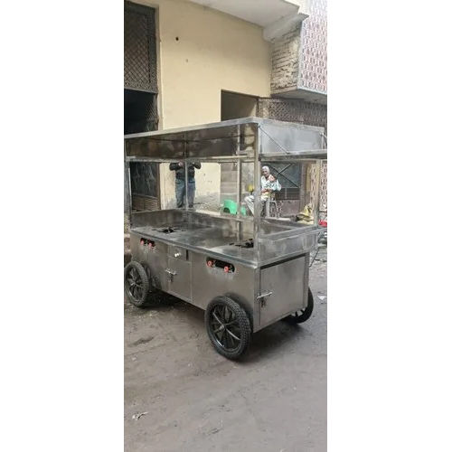 Silver Ss Indian Burner Food Cart